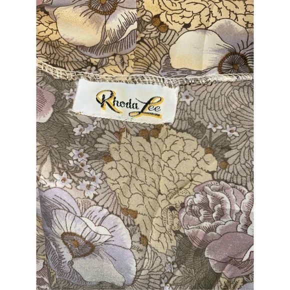 Vintage Rhonda Lee Pussy Bow Floral Shirt Petit Small - Picture 4 of 4